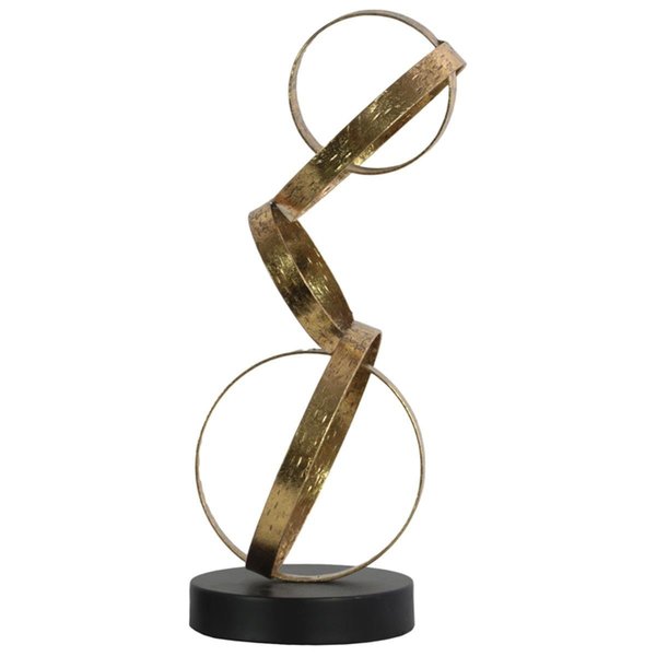 H2H Metal Cascading Circles Abstract Sculpture with Round Base, Metallic Gold H22484742